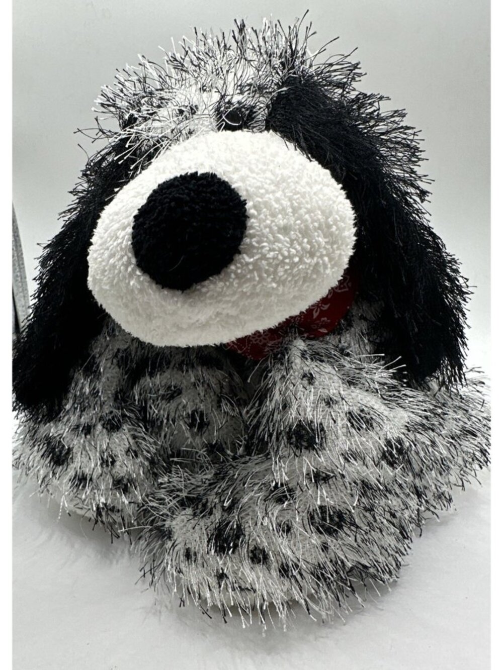 Ty 2004 Punkies (Discontinued) Large POLKA-DOT Black White Dog 14”red bandana